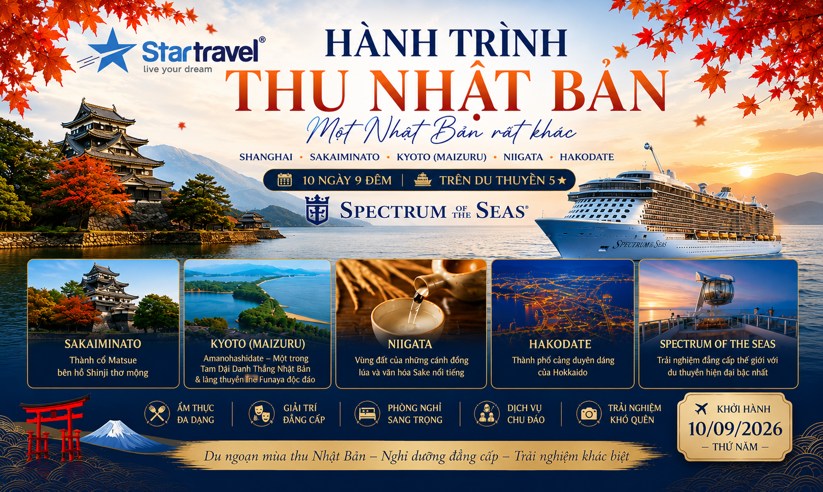 HÀNH TRÌNH THU NHẬT BẢN | SIÊU DU THUYỀN 5 SAO SPECTRUM OF THE SEAS 